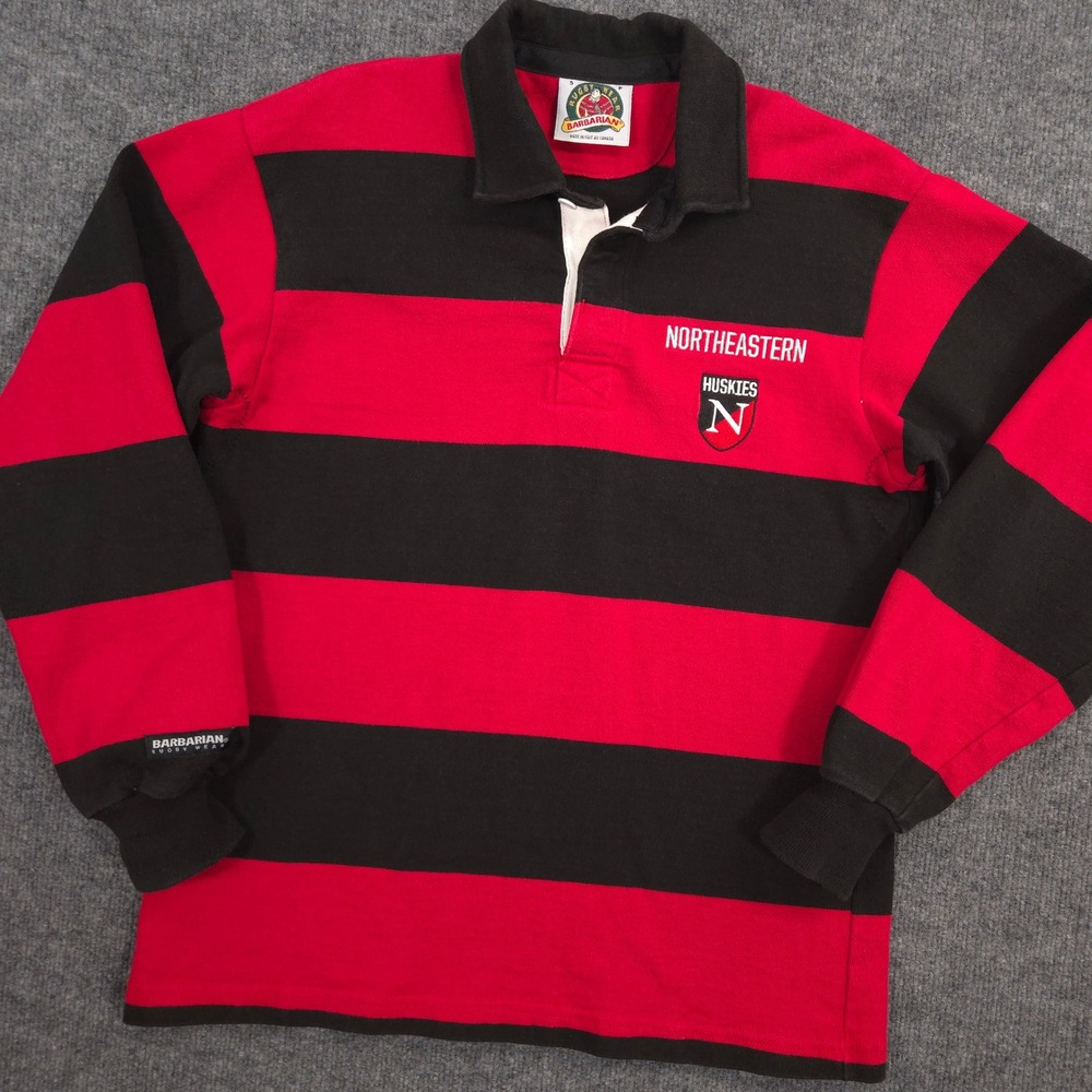 Barbarian Northeastern Huskies Rugby Shirt Mens Small Red Striped Made In Canada
